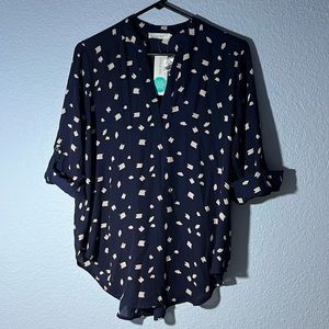 NWT Lush women’s blouse medium navy blue
